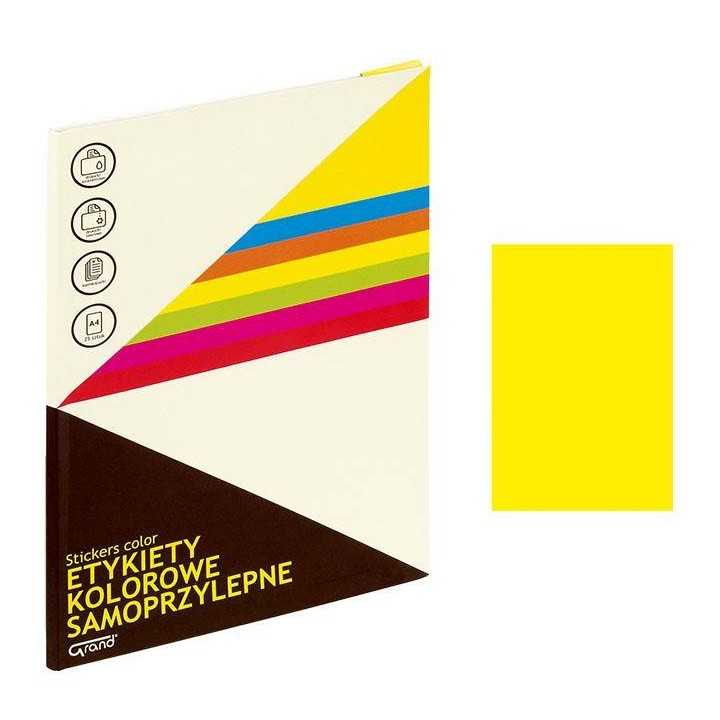 ETYKIETY SAMOPRZYLEPNE 210X297MM GRAND 150-1065 ŻÓŁTE 25ARK