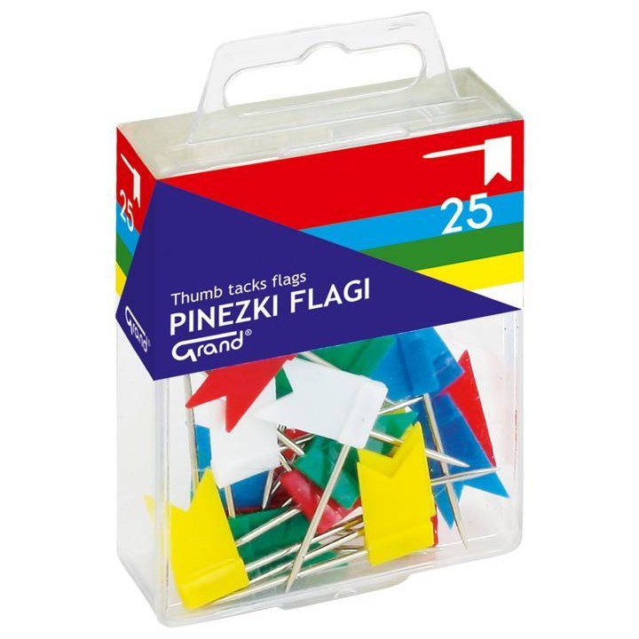 PINEZKI TABLICOWE FLAGA W POJEMNIKU PLASTIKOWYM GRAND 110-1001 25SZT