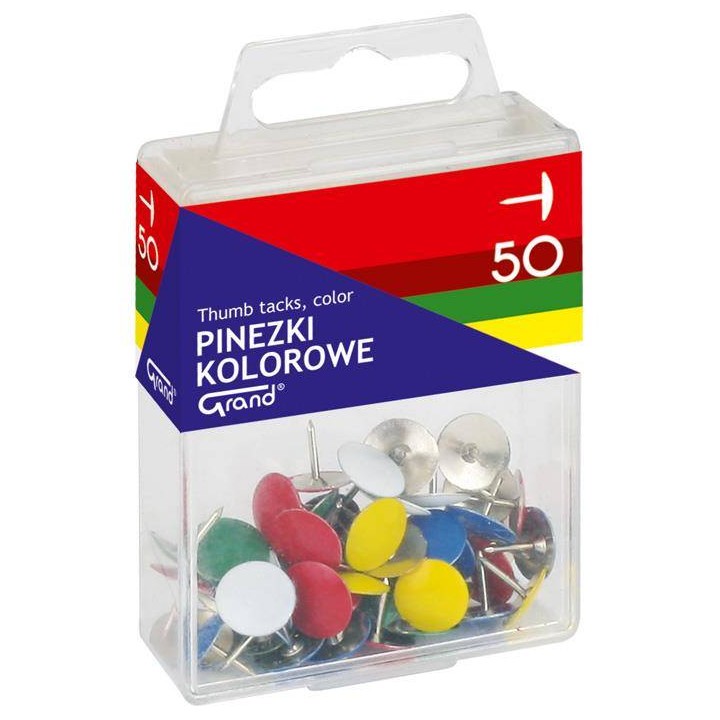 PINEZKI KOLOROWE W POJEMNIKU PLASTIKOWYM GRAND 110-1115 50SZT