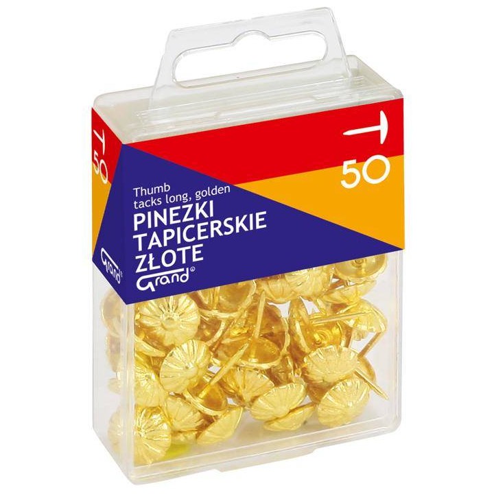 PINEZKI TAPICERSKIE ZŁOTE W POJEMNIKU PLASTIKOWYM GRAND 110-1482 50SZT