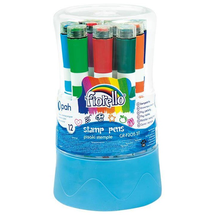 FLAMASTRY PIECZĄTKAMI PLASTIKOWE PUDEŁKO FIORELLO GR-F205 ST 160-2114 MIX*12SZT