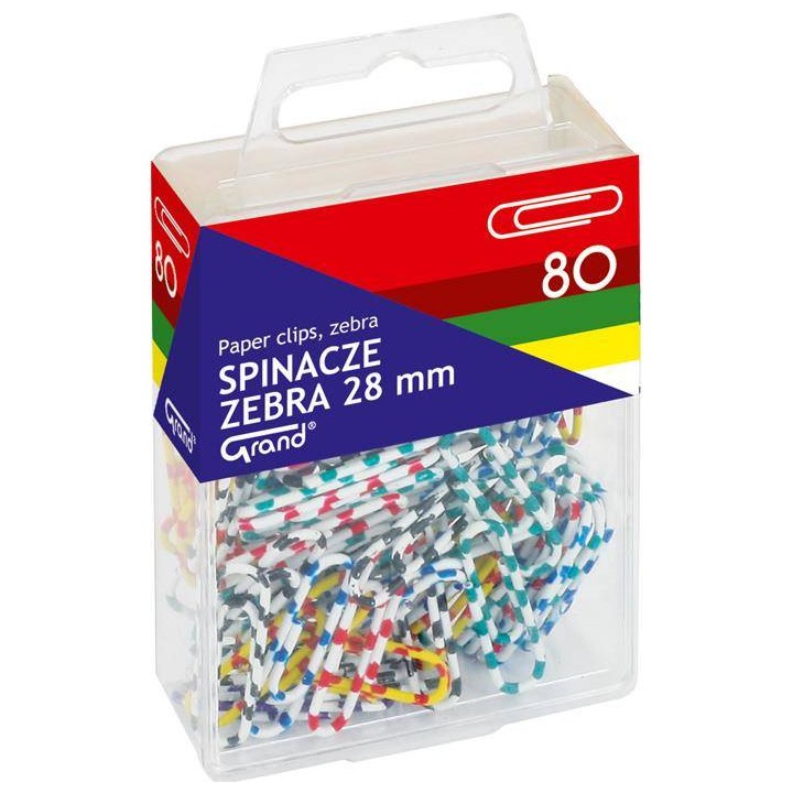SPINACZE OKRĄGŁE 28MM GRAND 110-1634 ZEBRA MIX KOLORÓW METALOWE POWLEKANE W POJEMNIKU PLASTIKOWYM 80SZT