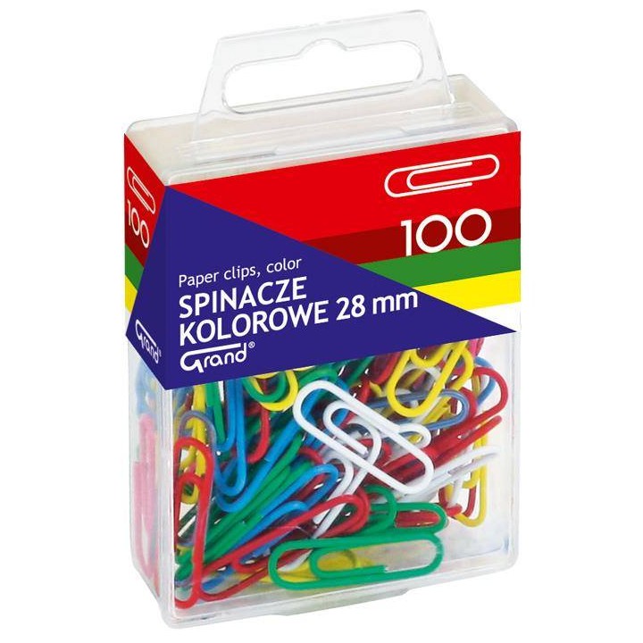SPINACZE OKRĄGŁE 28MM GRAND 110-1139 MIX KOLORÓW METALOWE POWLEKANE W POJEMNIKU PLASTIKOWYM 100SZT