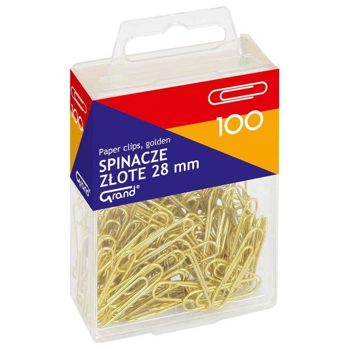 SPINACZE OKRĄGŁE 28MM GRAND 110-1633 ZŁOTE W POJEMNIKU PLASTIKOWYM 100SZT
