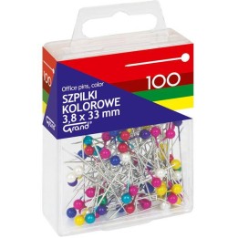 SZPILKI 3.8X33MM GRAND 110-1670 KOLOROWE W POJEMNIKU PLASTIKOWYM 100SZT