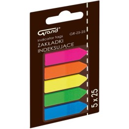 ZAKŁADKI INDEKSUJĄCE FOLIOWE 45X12MM GRAND GR-Z5-25 STRZAŁKI 150-1417 MIX*5 5X25SZT