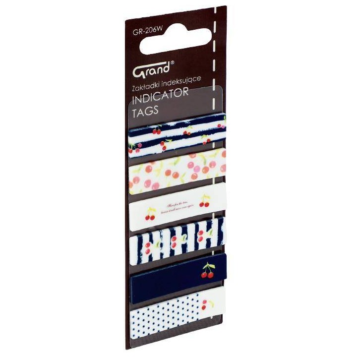 ZAKŁADKI INDEKSUJĄCE FOLIOWE 45X12MM GRAND GR-206W WIŚNIE 150-1441 MIX*6 6X20SZT