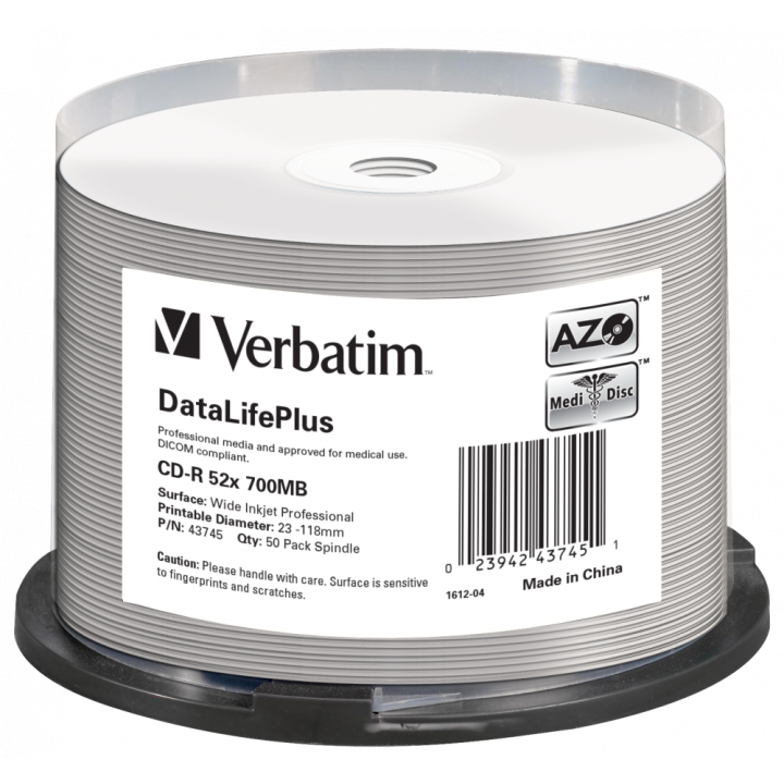 PŁYTA CD-R 700MB 52X VERBATIM DATALIFE PLUS 43745 CAKE 50 SZT.