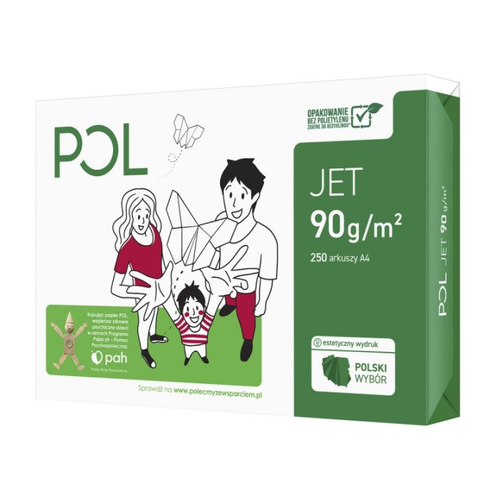 PAPIER KSERO A4 90G POLJET POLJE090X266 BIAŁY 166 CIE KLASA A 250 ARK
