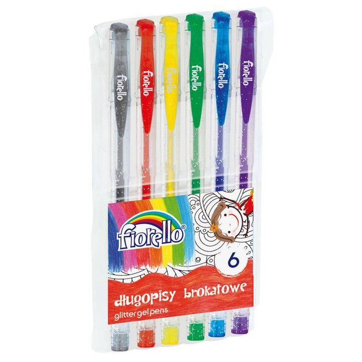 DŁUGOPIS ŻELOWY Z BROKATEM FIORELLO 160-1810 MIX*6 1.0 6SZT