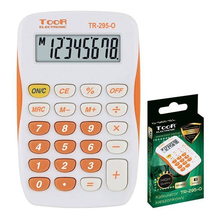 KALKULATOR KIESZONKOWY 8CYFR TOOR ELECTRONIC TR-295-O 120-1419 ZASILANIE BATERYJNE 90X55X11MM