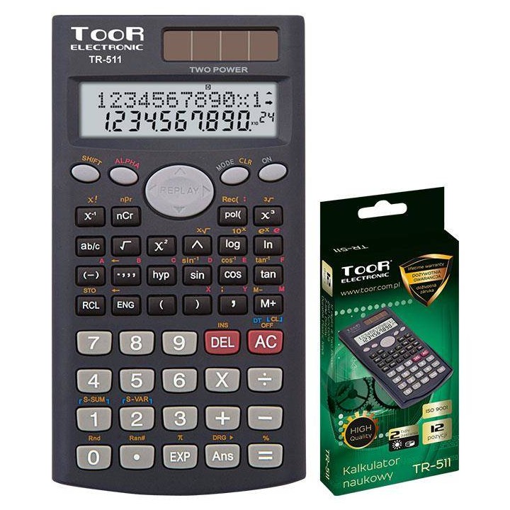 KALKULATOR NAUKOWY 12CYFR TOOR ELECTRONIC TR-511 120-1420 ZASILANIE SOLARNE + BATERIA 162X84X18MM