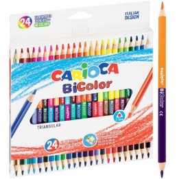 KREDKI OŁÓWKOWE DWUSTRONNE TRÓJKĄTNE CARIOCA 43031 BICOLOR 160-2215 48KOL 24SZT