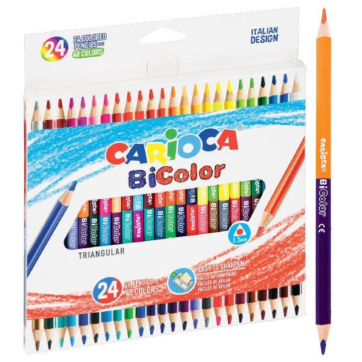 KREDKI OŁÓWKOWE DWUSTRONNE TRÓJKĄTNE CARIOCA 43031 BICOLOR 160-2215 48KOL 24SZT