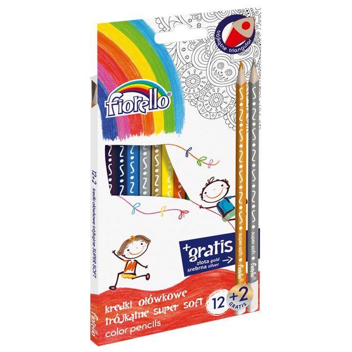 KREDKI OŁÓWKOWE TRÓJKĄTNE FIORELLO SUPER SOFT 170-2150 12+2KOL