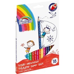 KREDKI OŁÓWKOWE TRÓJKĄTNE FIORELLO SUPER SOFT 170-2187 18KOL