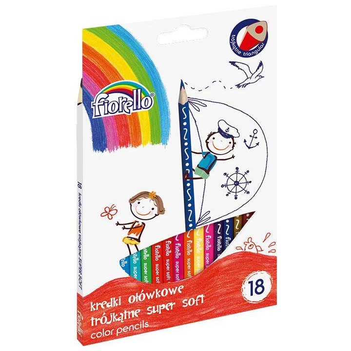KREDKI OŁÓWKOWE TRÓJKĄTNE FIORELLO SUPER SOFT 170-2187 18KOL