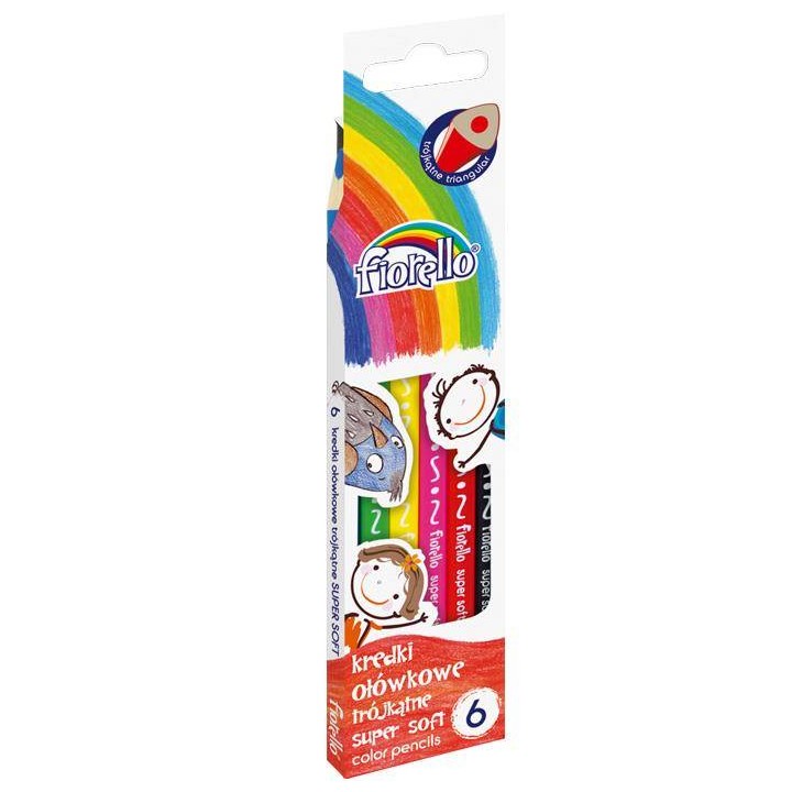 KREDKI OŁÓWKOWE TRÓJKĄTNE FIORELLO SUPER SOFT 170-2186 6KOL