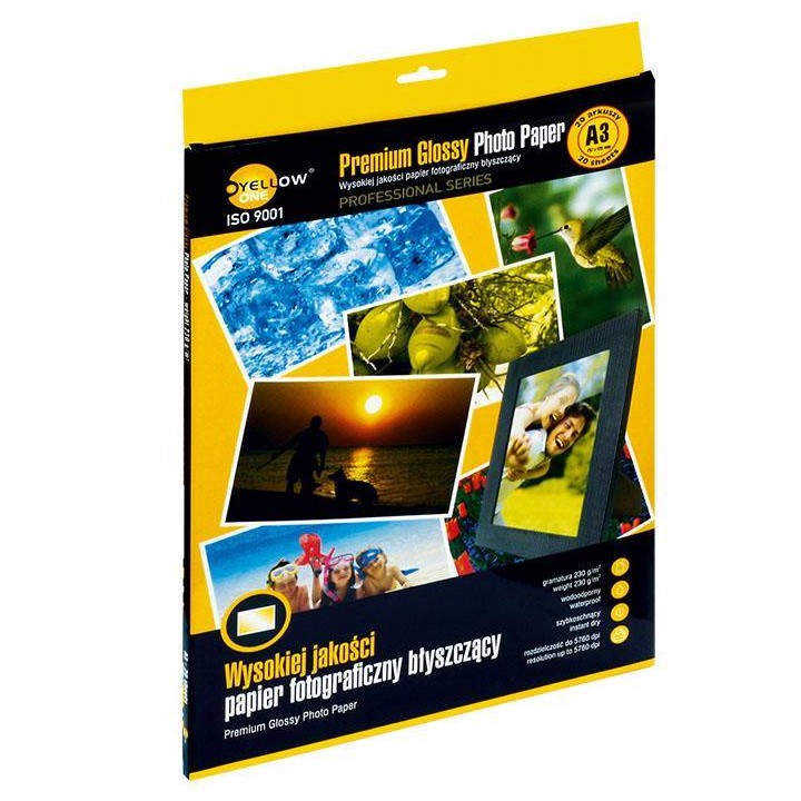 PAPIER FOTOGRAFICZNY BŁYSZCZĄCY YELLOW ONE 3PPG230 150-1366 A3 230G 20ARK
