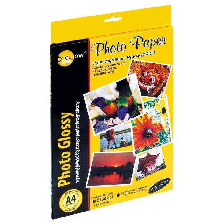 PAPIER FOTOGRAFICZNY BŁYSZCZĄCY YELLOW ONE 4G230 150-1181 A4 230G 20ARK