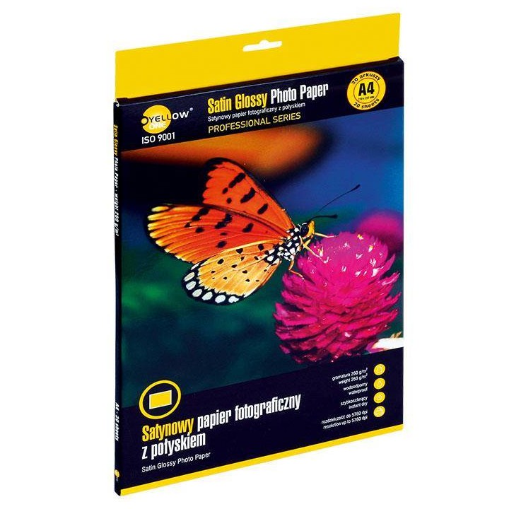 PAPIER FOTOGRAFICZNY BŁYSZCZĄCY SATYNOWY YELLOW ONE 4PS260 150-1287 A4 260G 20ARK