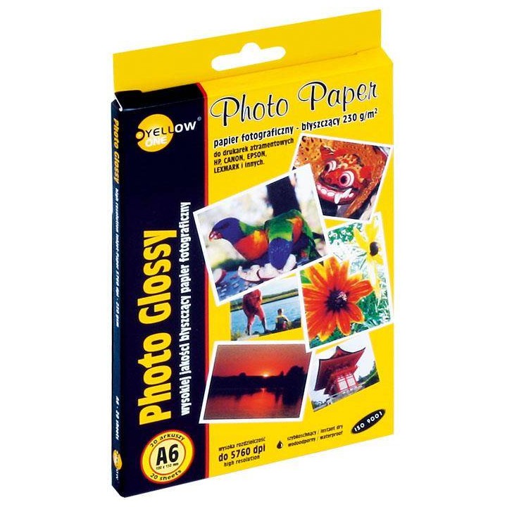 PAPIER FOTOGRAFICZNY BŁYSZCZĄCY YELLOW ONE 6G230 150-1182 A6 230G 20ARK