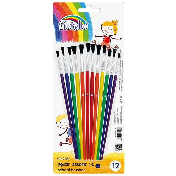 PĘDZLE NR 1,2,3,4,5,6 FIORELLO 2252 170-1416 KOZIE WŁOSIE 12SZT