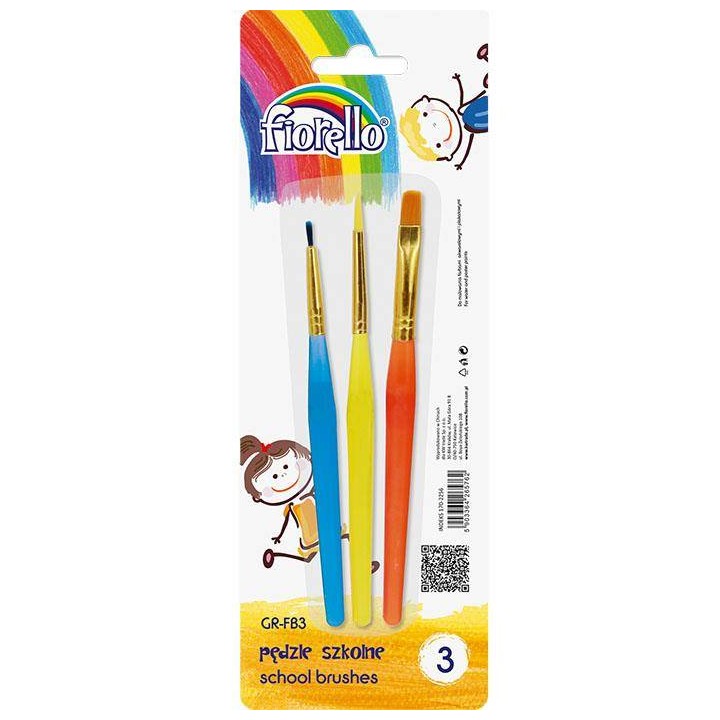 PĘDZLE 1 PŁASKI, 2 OKRĄGŁE FIORELLO GR-FB3 170-2256 NYLON 3SZT