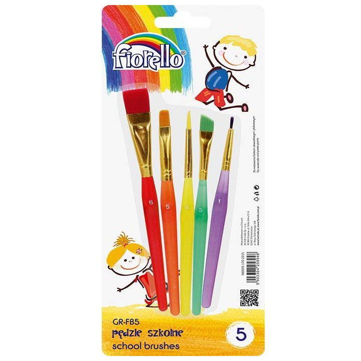 PĘDZLE 2 PŁASKIE, 3 OKRĄGŁE FIORELLO GR-FB5 170-2215 NYLON 5SZT
