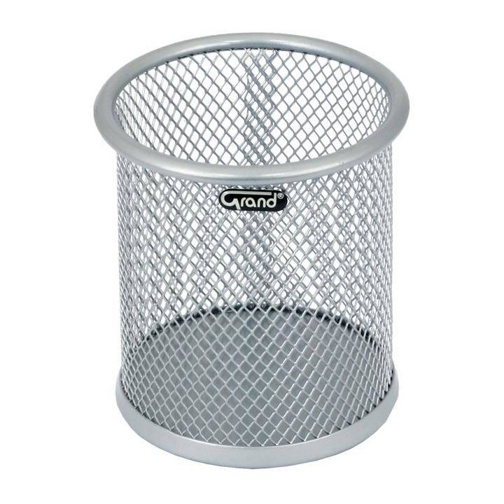PRZYBORNIK NA DŁUGOPISY Ø90.5X101MM GRAND GR-004S 120-1126 SREBRNY METALOWY