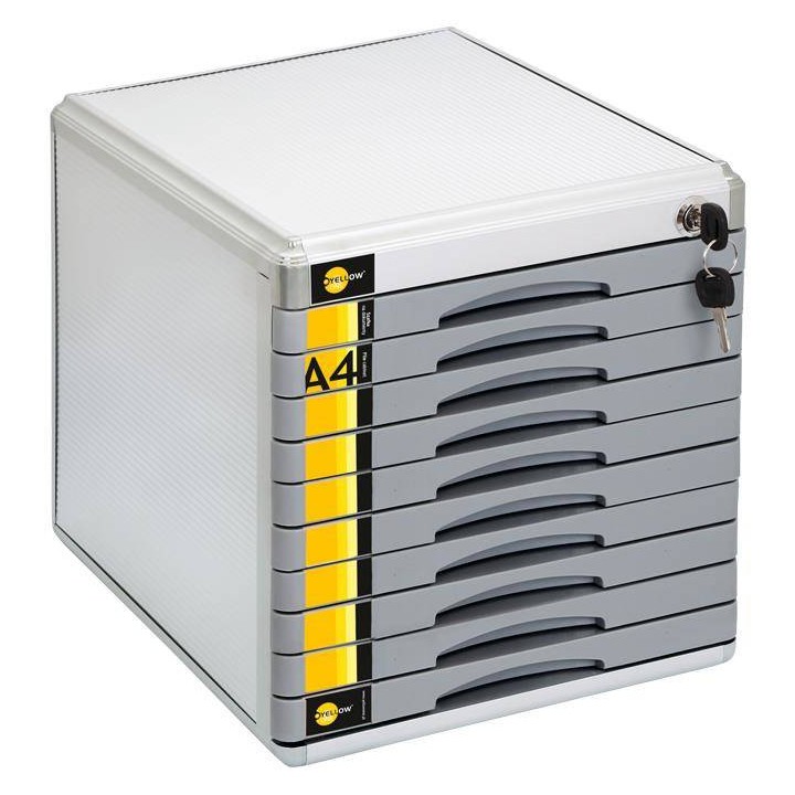 SZAFKA NA DOKUMENTY NA ZAMEK 10 SZUFLAD A4 YELLOW ONE YL-SM10 120-1779 300X347X300MM METALOWA