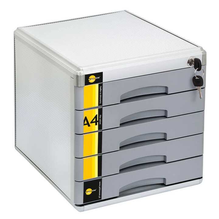 SZAFKA NA DOKUMENTY NA ZAMEK 5 SZUFLAD A4 YELLOW ONE YL-SM05 120-1777 305X347X300MM METALOWA