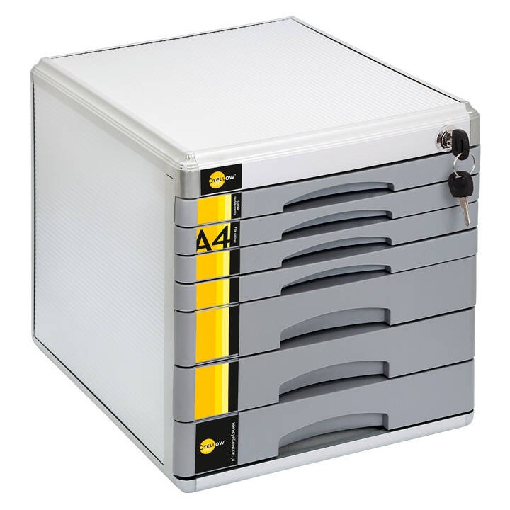 SZAFKA NA DOKUMENTY NA ZAMEK 7 SZUFLAD A4 YELLOW ONE YL-SM07M 120-1778 306X347X300MM METALOWA