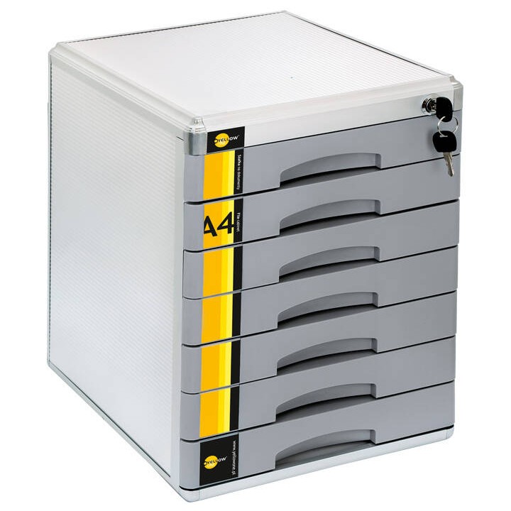 SZAFKA NA DOKUMENTY NA ZAMEK 7 SZUFLAD A4 YELLOW ONE YL-SM07 120-1780 408X347X300MM METALOWA