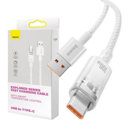 Kabel szybkiego ładowania Baseus USB do USB-C 6A,1m (Biały)