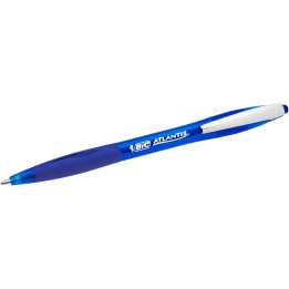 DŁUGOPIS AUTOMATYCZNY Z METALOWYM KLIPEM Z GUMOWYM UCHWYTEM BIC ATLANTIS SOFT 9021322 NIEBIESKI 1.0MM NIEBIESKA OBUDOWA