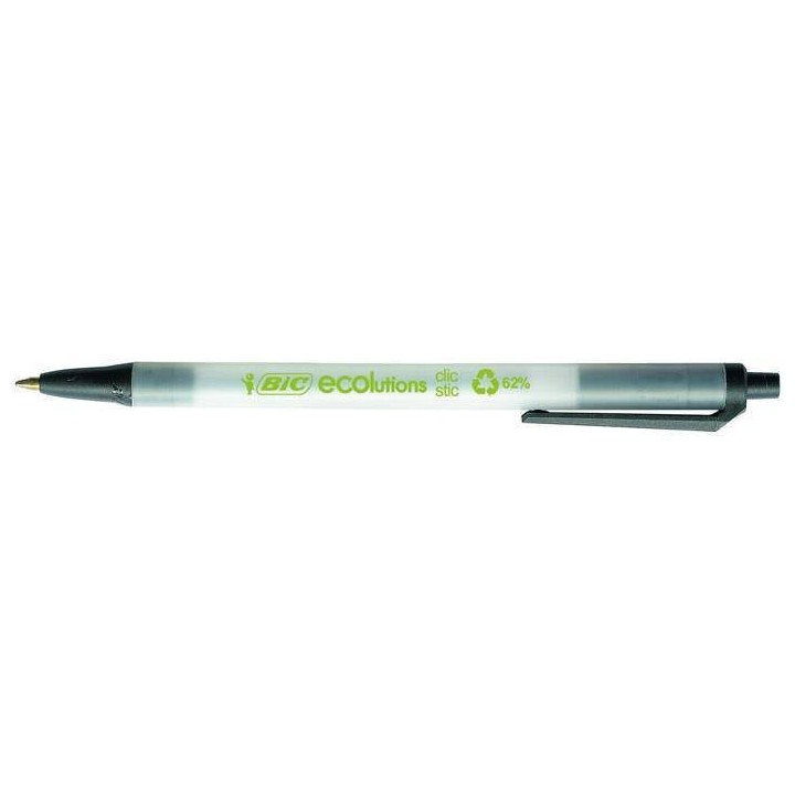 DŁUGOPIS AUTOMATYCZNY BIC ECOLUTIONS CLIC STIC 8806871 CZARNY 1.0MM PRZEZROCZYSTA OBUDOWA