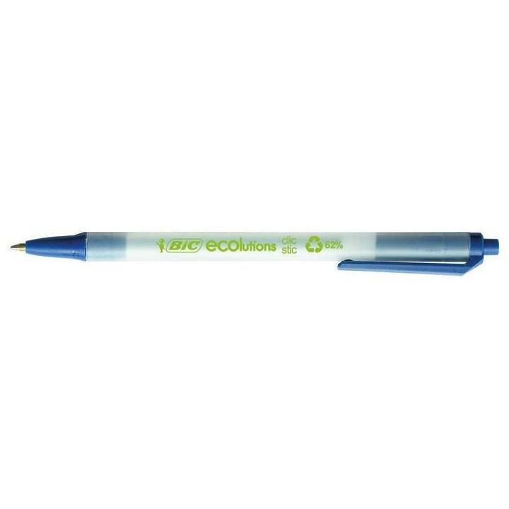 DŁUGOPIS AUTOMATYCZNY BIC ECOLUTIONS CLIC STIC 8806891 NIEBIESKI 1.0MM PRZEZROCZYSTA OBUDOWA