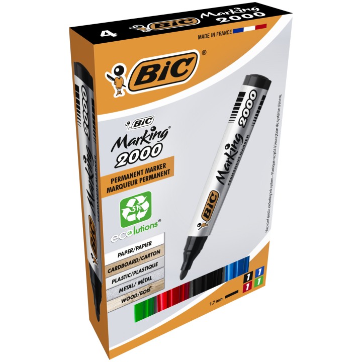 MARKER PERMANENTNY BIC 2000 8209112 MIX*4 4SZT