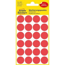 ETYKIETY SAMOPRZYLEPNE 18MM KÓŁKA DO ZAZNACZANIA AVERY ZWECKFORM 3004 CZERWONE 96 SZT