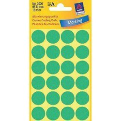 ETYKIETY SAMOPRZYLEPNE 18MM KÓŁKA DO ZAZNACZANIA AVERY ZWECKFORM 3006 ZIELONE 96 SZT