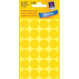 ETYKIETY SAMOPRZYLEPNE 18MM KÓŁKA DO ZAZNACZANIA AVERY ZWECKFORM 3007 ŻÓŁTE 96 SZT