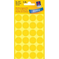 ETYKIETY SAMOPRZYLEPNE 18MM KÓŁKA DO ZAZNACZANIA AVERY ZWECKFORM 3007 ŻÓŁTE 96 SZT