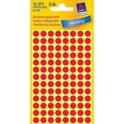 ETYKIETY SAMOPRZYLEPNE 8MM KÓŁKA DO ZAZNACZANIA AVERY ZWECKFORM 3010 CZERWONE 416 SZT