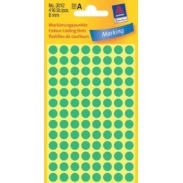 ETYKIETY SAMOPRZYLEPNE 8MM KÓŁKA DO ZAZNACZANIA AVERY ZWECKFORM 3012 ZIELONE 416 SZT
