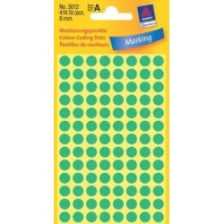 ETYKIETY SAMOPRZYLEPNE 8MM KÓŁKA DO ZAZNACZANIA AVERY ZWECKFORM 3012 ZIELONE 416 SZT