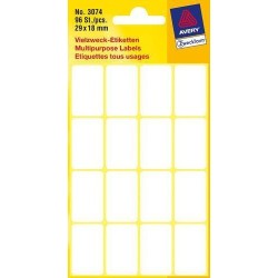 MINIETYKIETY 29X18MM DO OPISU RĘCZNEGO AVERY ZWECKFORM 3074 BIAŁE 96 SZT