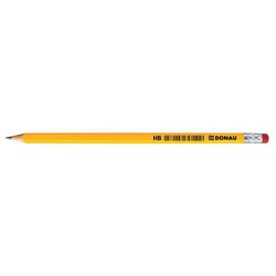 Ołówek ostrzony z gumką DONAU żółty HB