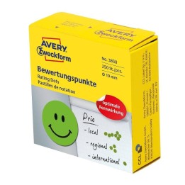 ETYKIETY SAMOPRZYLEPNE 19MM KÓŁKA "UŚMIECHNIĘTA BUŹKA" DO ZAZNACZANIA W DYSPENSERZE AVERY ZWECKFORM W DYSPENSERZE 3858 ZIELONE 2