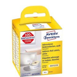 ETYKIETY SAMOPRZYLEPNE 28X89MM DO ADRESOWANIA AVERY ZWECKFORM TRWAŁE, W ROLCE DO DRUK. TERM. AS0722370 BIAŁE 260 SZT